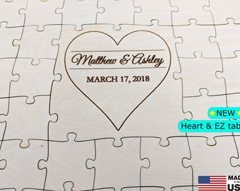 Guest book puzzle, wedding guest book puzzle, wooden guest book alternative, jigsaw guest book, heart guestbook