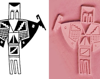 Large Shaman Design Stamping Tool for Polymer Ceramic PMC Clay & Textile Design - Petroglyph Shaman Rock Art Stamp - Scrapbook Design Stamp