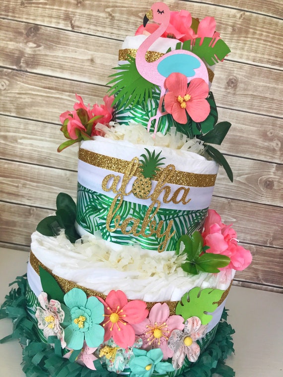 Aloha Baby Shower Centerpiece Hawaiian Diaper Cake Tropical