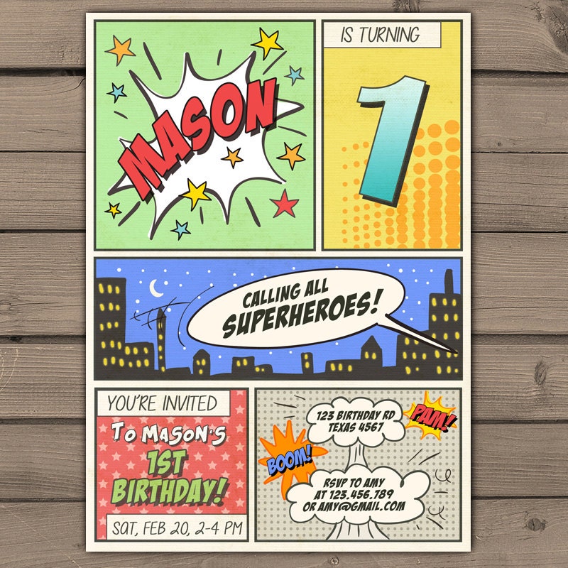 Superhero birthday invitation Superhero party invitation
