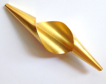 Gold Brooch Post Modern Geometric Bold Vintage 80s Avant Garde Boho Gold Pin