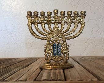 Vintage Brass Metal Menorah