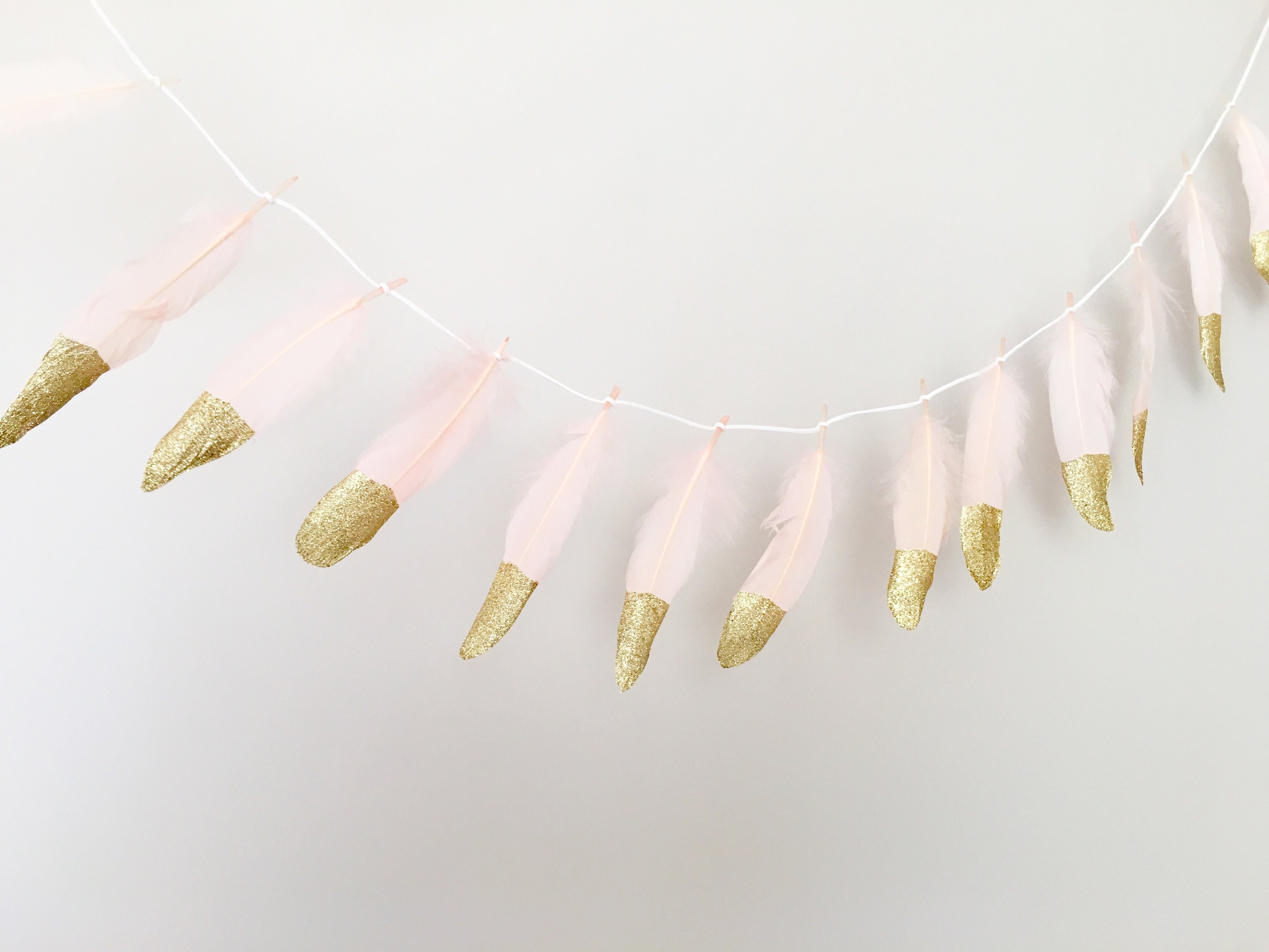 Feather Garland Blush Pink and Custom Colors Boho Wedding