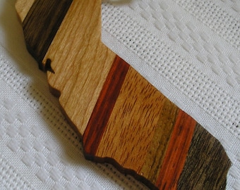 Californai shaped hardwood ornament