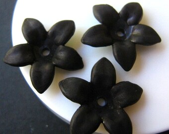 20 Acrylic Flower Bead, Matte Black 17mm Star Flower Bead