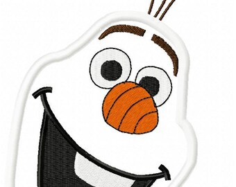 Frozen snowman face embroidery design download - 2 sizes - 5x7 and 6x10 hoop sizes