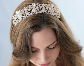 Silver Bridal Tiara, Wedding Crown, Vintage Bridal Tiara, Bridal Hair Accessory, Rhinestone Wedding Tiara, Royal Wedding Crown ~TI-3175