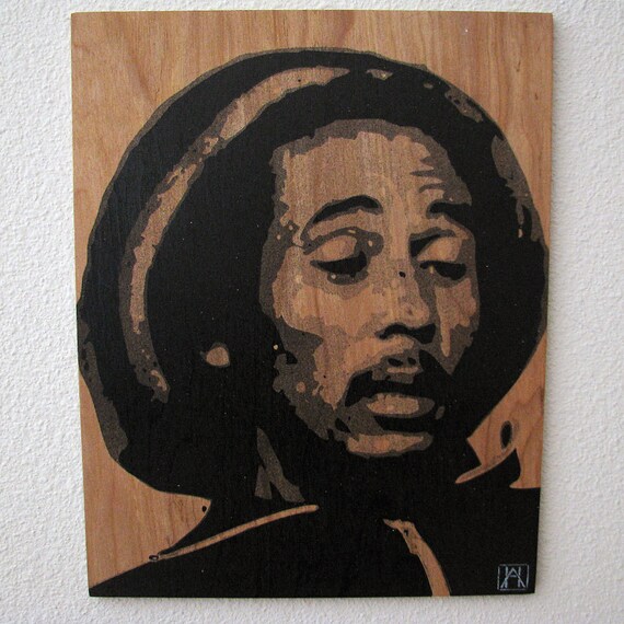 Items similar to Bob Marley Multilayer Graffiti Stencil Art on Wood ...