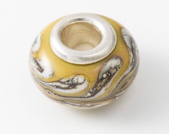 Yellow Silver Cored Lampwork Bead
