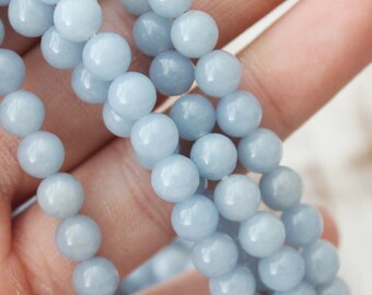 6mm Angelite full strand AA Quality round smooth shiny beads spiritual beads
