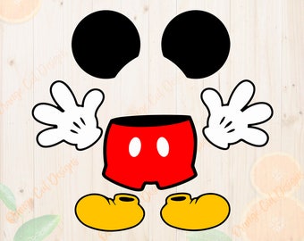 Mickey body Svg, Mickey ears cut files, mickey gloves svg, Mickey Dxf, Eps, Png. Mickey body svg, Mickey body cutfiles, Mickey mouse clipart