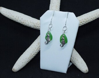Sterling Seaglass Earrings - Lake Erie Jewelry - Beach Glass Earrings - Seahorse Earrings, Seaglass Jewelry, Seaglass, Sea Glass