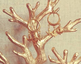 Gold Chandelier Bird Earrings