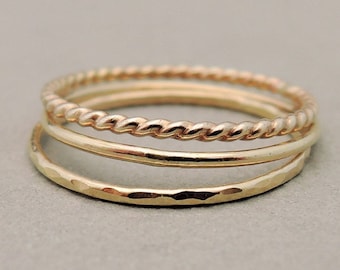 SUPER Thin Gold Rings minimalist jewellery three stacking rings knuckle rings, midi rings or thumb rings