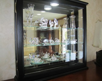 Lighted Wall Curio Display Cabinet Black