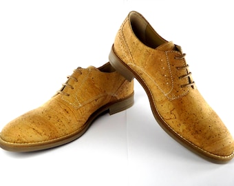 Men Cork Casual Shoes / Oxford shoes / Blue shoes / Men shoes - FREE SHIPPING WORLDWIDE - Vegan Eco-Friendly Gift Idea
