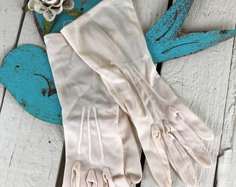Vintage Gloves Lite Peach Wedding Victorian Evening Accessory Outerwear Costume Gloves Clothing by picadillymarket