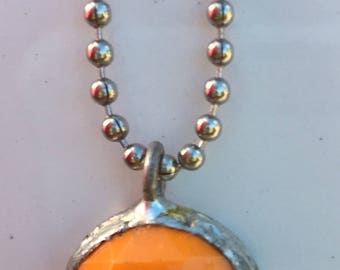 1930s Czechoslovakian school bus yellow glass pendant