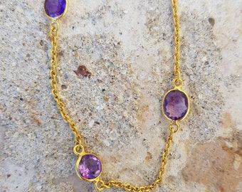 Amethyst chain necklace