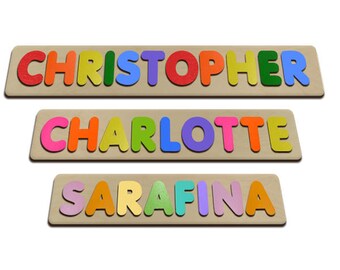 Bubble Fonts Personalized Wooden Name Puzzles Child's Name, Custom Made Puzzle From Wood Word id247628260