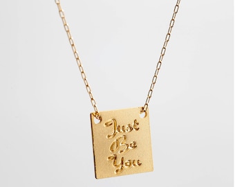 Word necklace, Just be you, Inspirational jewelry, Quote Necklace