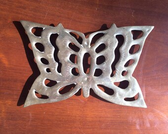 Large Brass Gold Butterfly Trivet/ Pot Rest, 9"