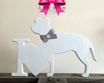 Freestanding I LOVE DOG plaque