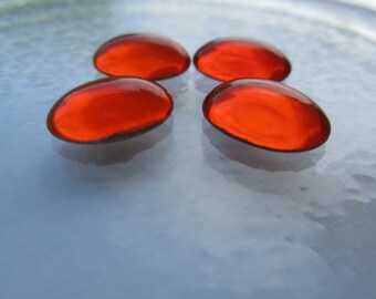 Vintage Hyacinth Glass Oval Cabs 14x10mm 4Pcs.