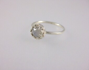 Arabesque Blue Chalcedony Stacking Ring in Sterling Silver