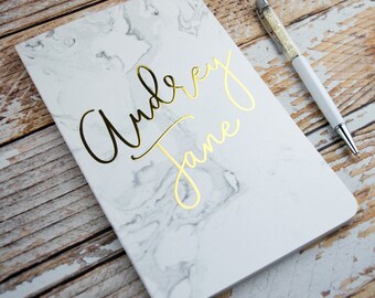 Personalized Notebook Stocking Stuffers Foil Personalized Gifts Marble Custom Journal Spiral Notebooks Note Books Bridesmaid Gifts NB2041