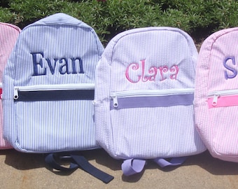 Personalized Toddler Backpack in 4 Seersucker Colors, Flower Girl Gift, Ring Bearer Gift, Diaper bag