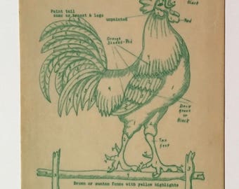 Rooster Stencil Paint Template Pillowcase Apron Wall Polly Dell 4 Piece Vintage Craft DIY