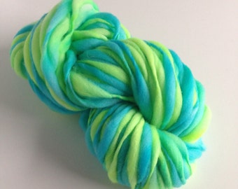Handspun Merino Thick and Thin Yarn - 50 yards - Aquatic