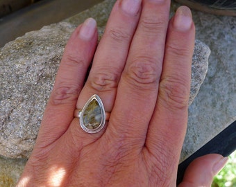 Picasso Jasper Ring, U.S. Size 9 Solid Sterling Silver, Genuine Silver and Natural Jasper
