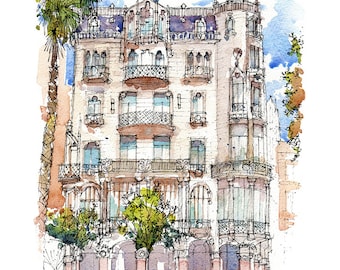 Casa Fuster PRINT / Lluís Domènech i Montaner. Eixample, Barcelona / drawing Barcelona
