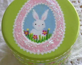 Hand Painted Love Boxes Easter Bunny Sugar Egg Box Wood