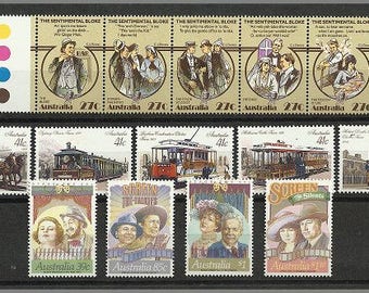 Vintage Australian postage stamps, unused from 1980s, three complete series