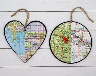 Long Distance Relationship Custom Map Heart Couples Gift Our First Christmas Anniversary Gifts for Boyfriend Christmas Gift Custom Ornaments