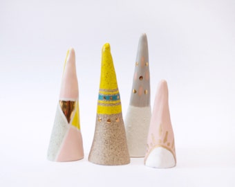 Gold Ring Cone, Ring Holder, Ceramic Ring Cone, Ring Tree, Jewelry Storage, Gift for her, Gift under 20
