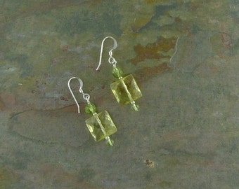 CITRINE & PERIDOT Gemstone Earrings Sterling Silver Natural Stone