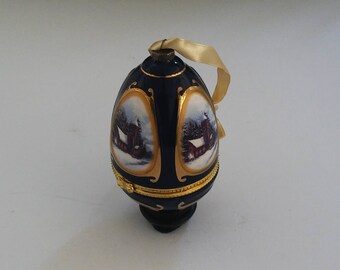 Keepsake Box - Faberge Style Egg - Porcelain Trinket Box - Vintage Trinket Box - Egg Trinket Box - Collectible Jewelry Box - Porcelain Egg