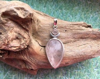 Rose Quartz Moon Goddess 925 Sterling Silver Pendant