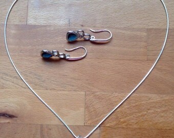 Navy blue bubble charm earring and necklace set