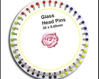 10 Rosettes! Glass Head Sewing Pins!