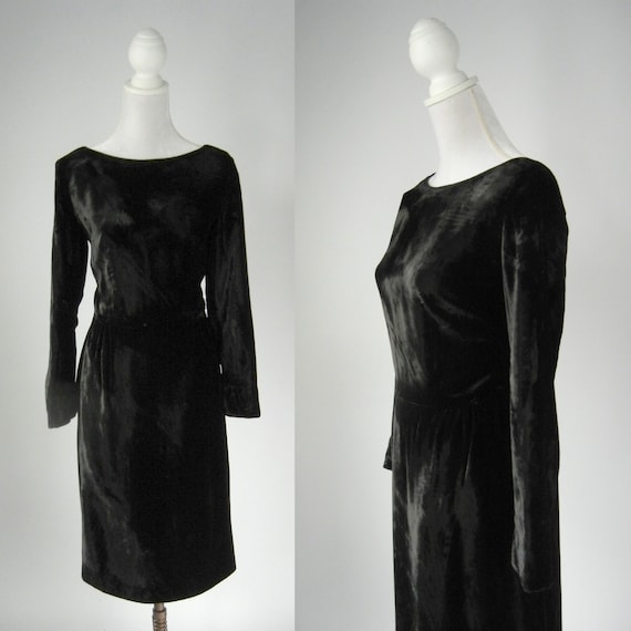 Items similar to Vintage Dress, 1950 Vintage Dress, Black Velvet 50s ...