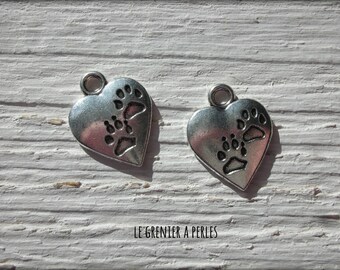 Charm "Animal paw" charm silver x 2