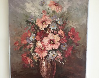 Vintage French floral oil painting