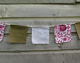 Christmas Decor, Fabric Bunting, Christmas Prayer Flags, Small Wall Flags, Stocking Stuffer, Rustic Holiday Decor, Boho Room Decor