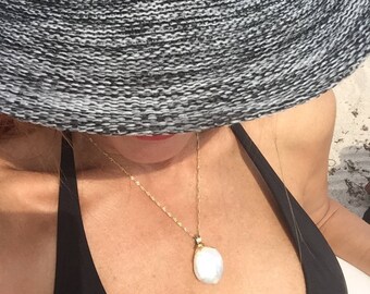 Large Baroque pearl pendant. Sterling silver or gold field pendant bail.