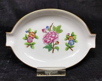 Herend Porcelain Ashtray/Trinket Dish/Ring Dish, Hungarian Fine China, Rare in U.S. Eton Pattern, Vintage Collectible Herend